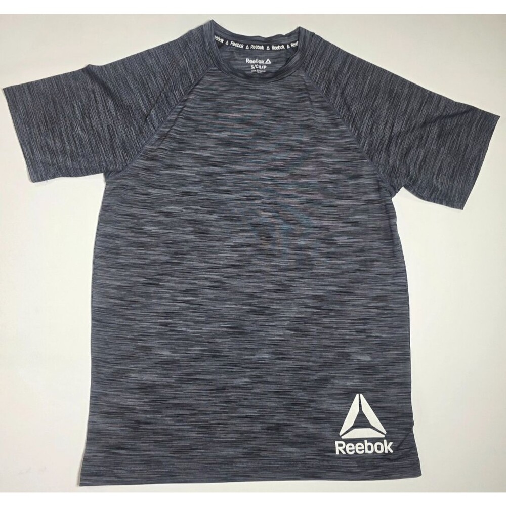Reebok Men S Dark Grey Space Dye Activewear Short Sleeve T Shirt Running Gym